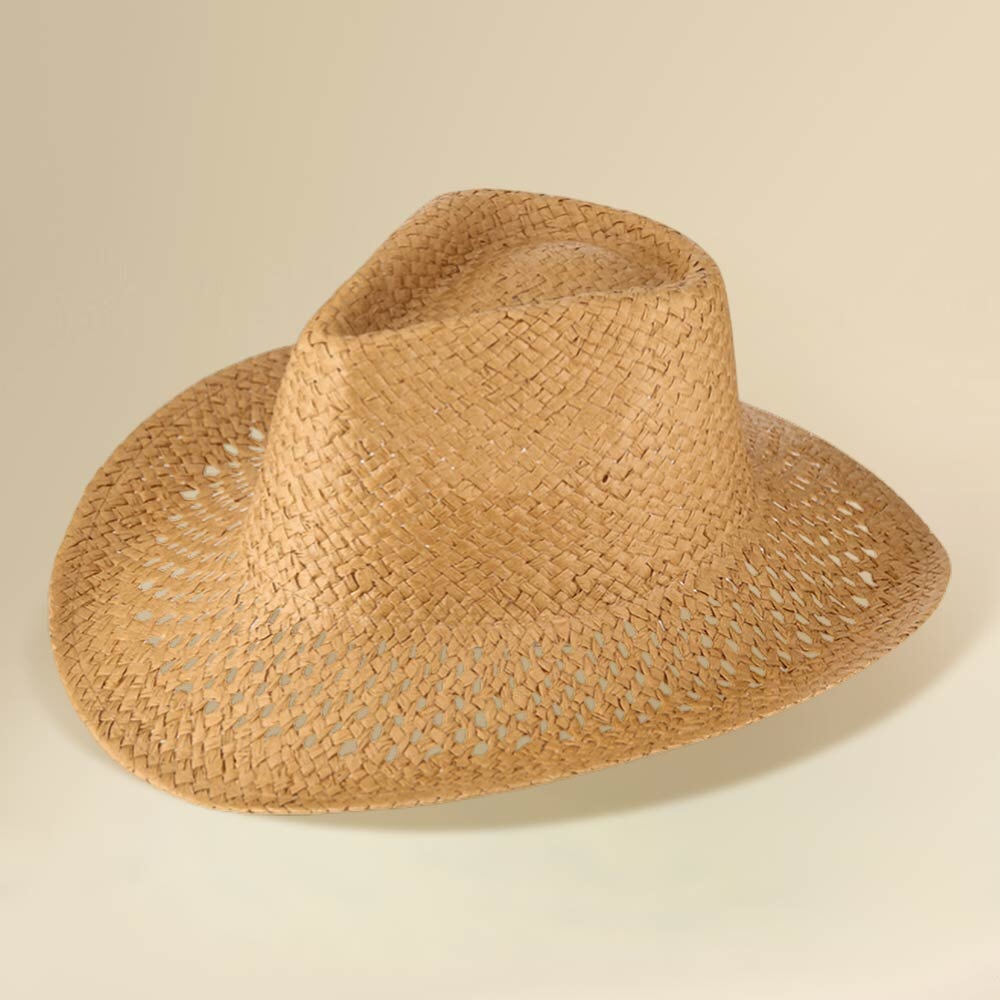 Lightweight Breathable Woven Western Summer Fedora Sun Hat - Picture 2 of 3